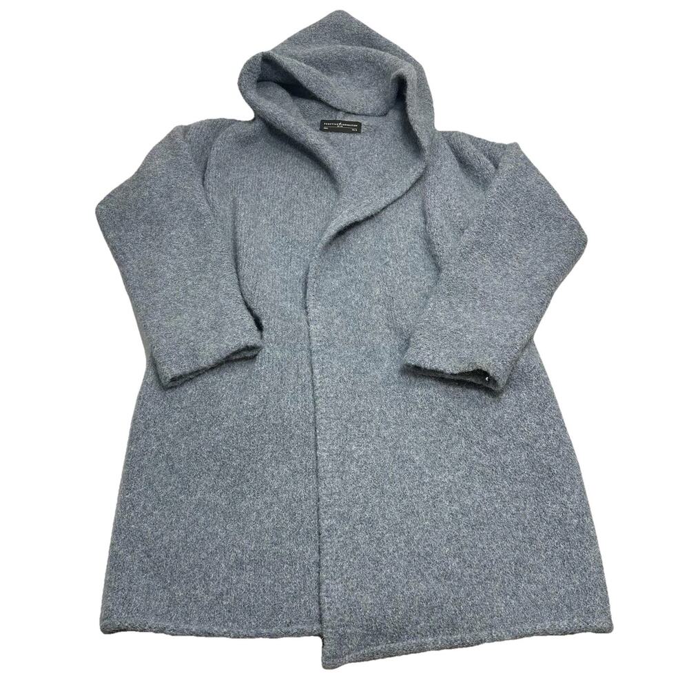 Peruvian Connection Coatigan Womens 18 Gray Alpaca Hooded Knit Open Front Coat